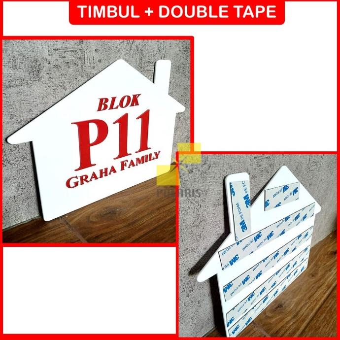 ONSALE PAPAN NOMOR RUMAH AKRILIK/NOMER RUMAH AKRILIK/NO RUMAH/ALAMAT RUMAH - TIMBUL+DOBELTIP
