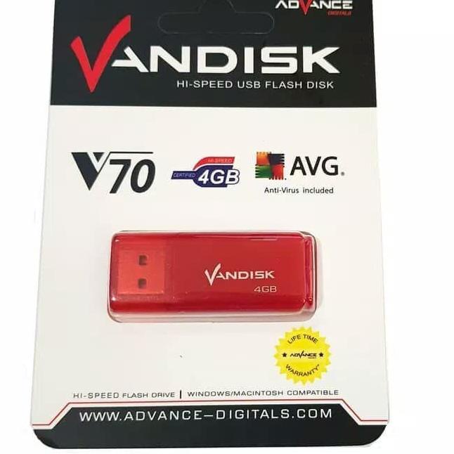 Promo Ekonomis Flashdisk Vandisk 4GB / 8GB / 16GB /32GB V70 ADVANCE USB FlashDisk ORI