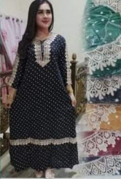 LONGDRESS ARAB RENDA POLKA KECIL  / DASTER RENDA ARAB  / DASTER MURAH