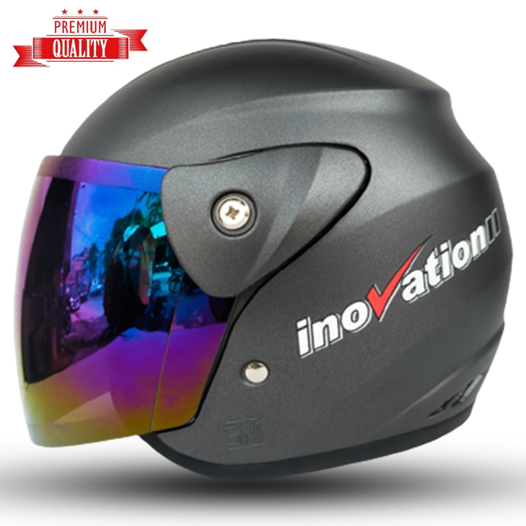 Helm Dewasa Evo Inovation  Half Face SNI Mirip Seperti Helm GM Original Kaca Pelangi Kaca Silver Untuk Pria Dan Wanita DEWASA SNI COD Free Packing