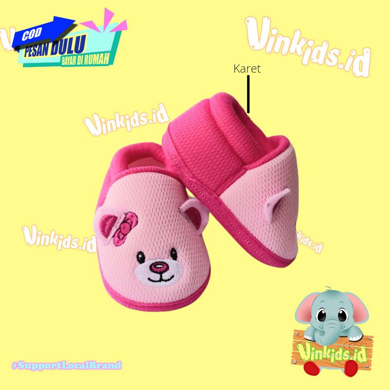 Sepatu Bayi Cewek Cowok 0-12 Bulan Prewalker Karakter Bear