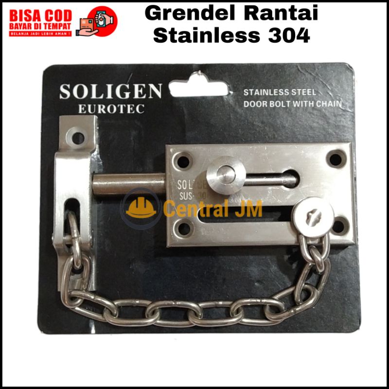 Grendel Rantai Selot Stainless Steel 304 - Heavy Duty Premium - Kunci Gembok Rantai Stainless - Keam
