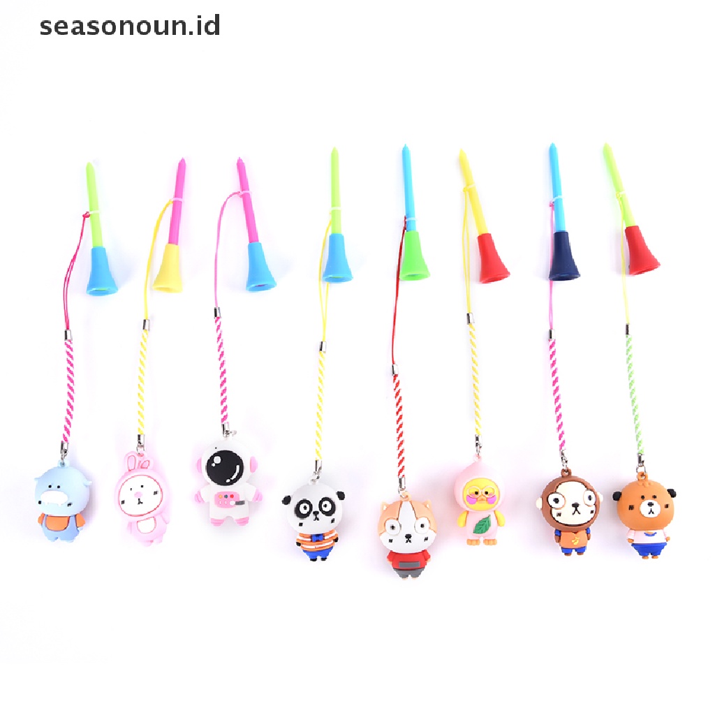1pc Tee Golf Bahan Karet Motif Kartun Dengan Tali Holder Bola Golf Pencegah Hilang