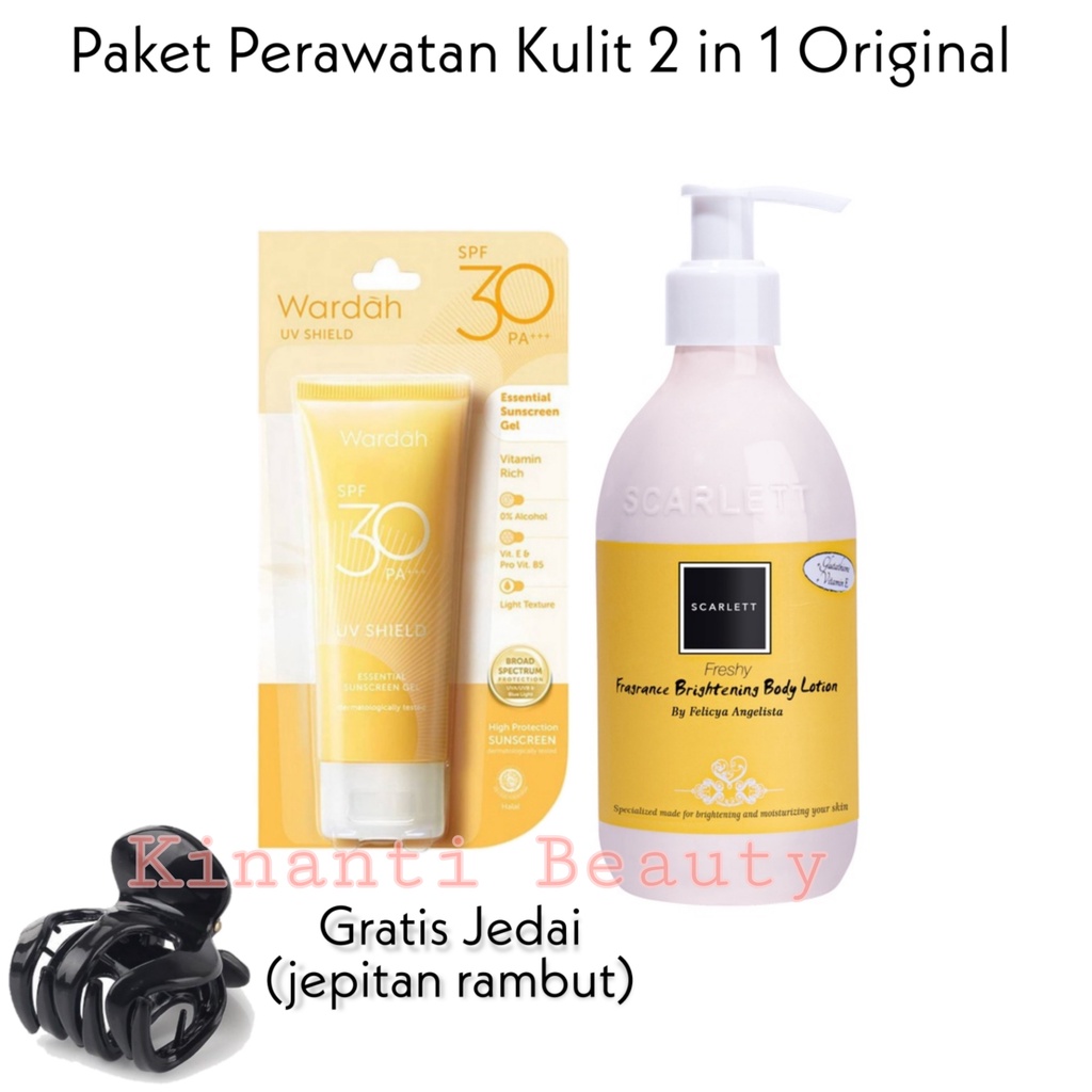 Paket Perawatan Kulit 2 in 1 - Sunscreen Wardah SPF 30 + Body Lotion Scarlett Whitening 300ml