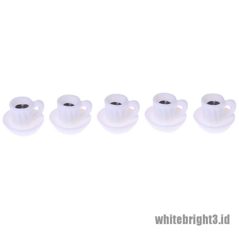 (white3) 5pcs Miniatur Cangkir Kopi Untuk Dekorasi Rumah Boneka