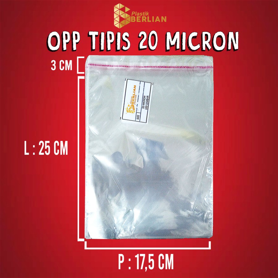 

17,5 x 25 cm Plastik OPP TIPIS (100 lbr) lem/seal