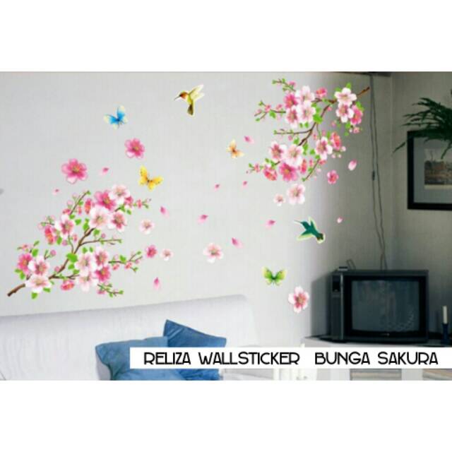 RELIZA Wall Sticker / Stiker Dinding RANTING BUNGA SAKURA PINK Hiasan Dinding AY9158