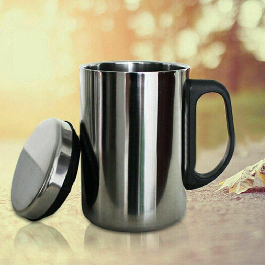 [Elegan] Mug Kopi500/350ml Praktis Travel Tutup Thermal Double Walled Camping Water Bottle