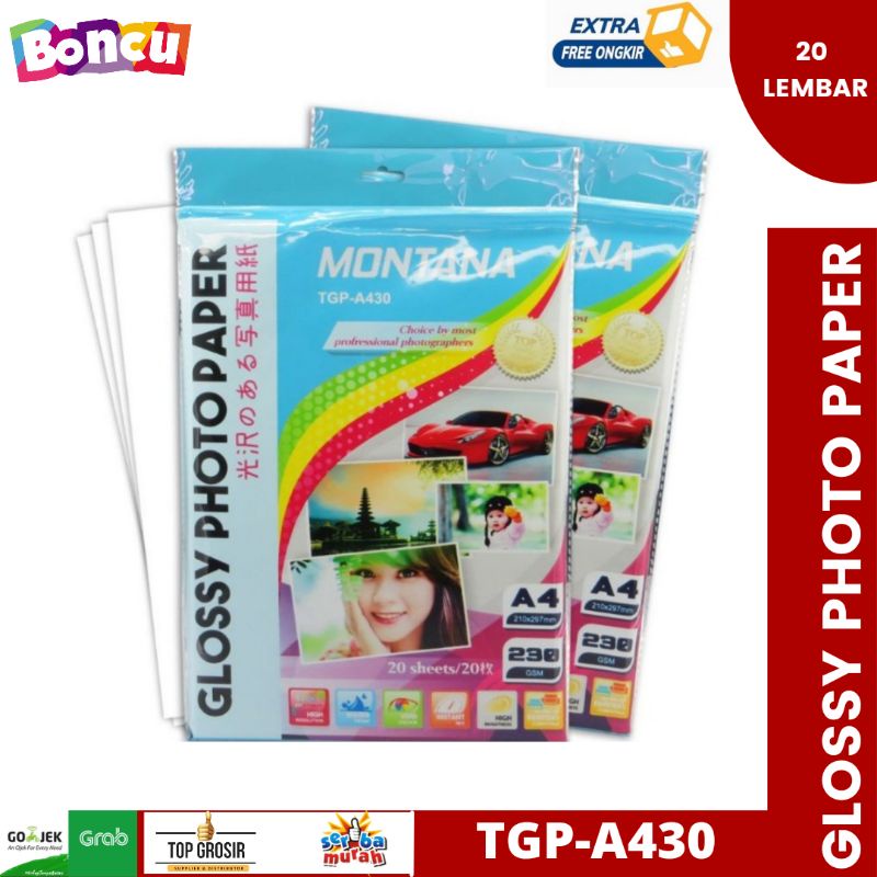 

Montana MONTANA Glossy Paper / Kertas Photo Glossy Montana TGP-A430 alat tulis murah [ 1 PCS ]