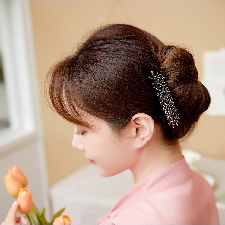 Sirkam Rambut Sanggul 10.5cm Pesta Impor dengan Aksesoris Permata Mutiara 7 Taring Diamond Pearl Hair Comb