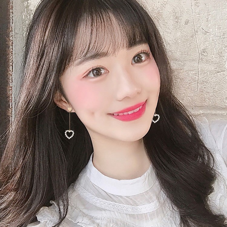 Cinta hati anting-anting wanita panjang anggun online influencer anting-anting Super fairy Korea kep