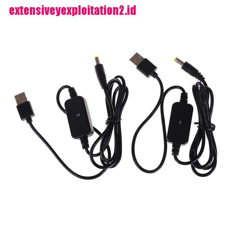 Kabel Konverter USB dc-dc 5V Ke 9V / 12V Jack 5.5x2.1mm