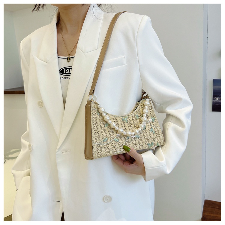 Tas Jerami Mutiara/Tas Anyaman/Tas Pesta/Tas Wanita/Tas Wanita Kekinian/Tas Bahu/Totebag/Tas Mini Wanita BAO050