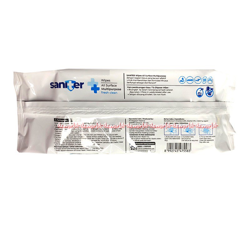 Sanitizer Disinfectant Antibacterial Wipes 40pcs All Surface Tissue Basah Anti Bakteri Tissu Sanitiser Saniter