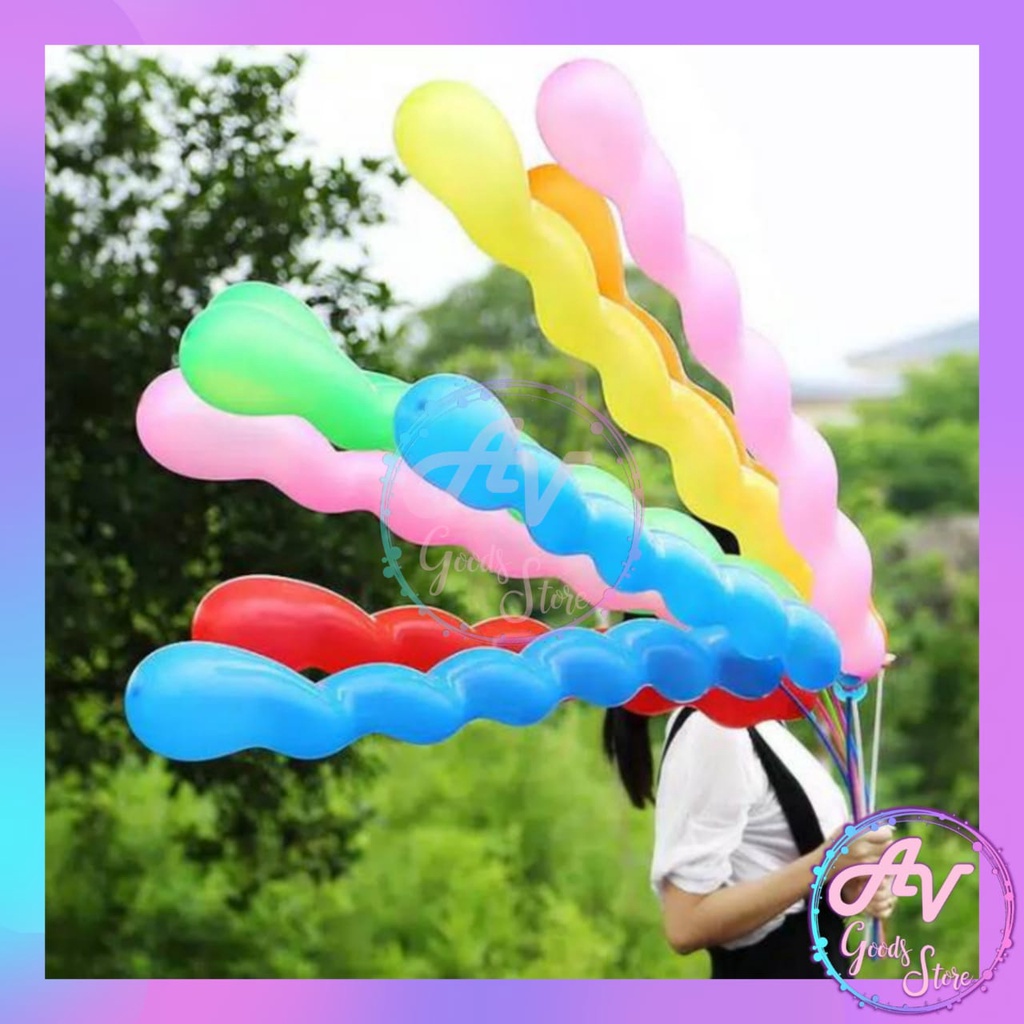 balon / balon ulir spiral / balon panjang / 1 RENTENG BALON ROKET ISI 40PCS