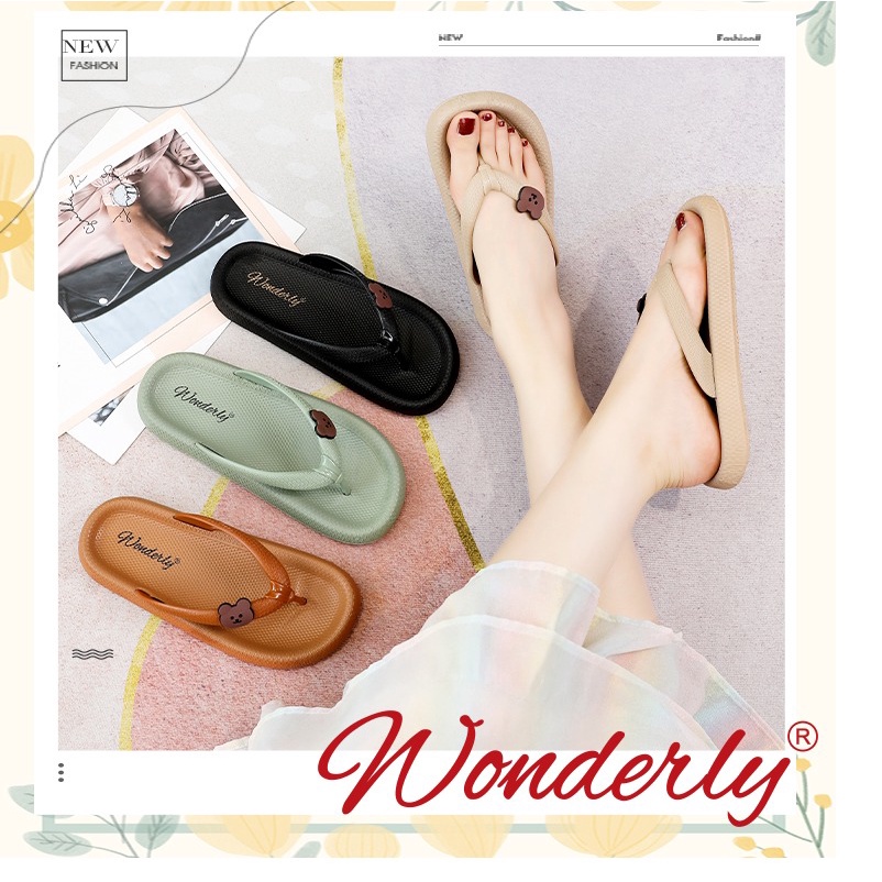 Wonderly Sandal Jepit Flat Wanita Bear M2288 PVC