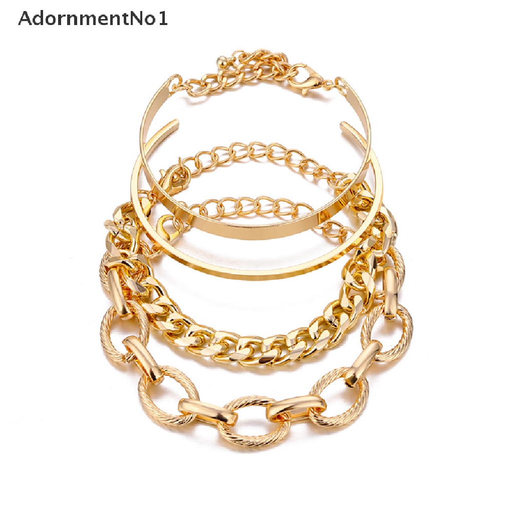 (AdornmentNo1) Gelang Tangan Rantai Metal Tebal Besar Gaya Retro Untuk Wanita