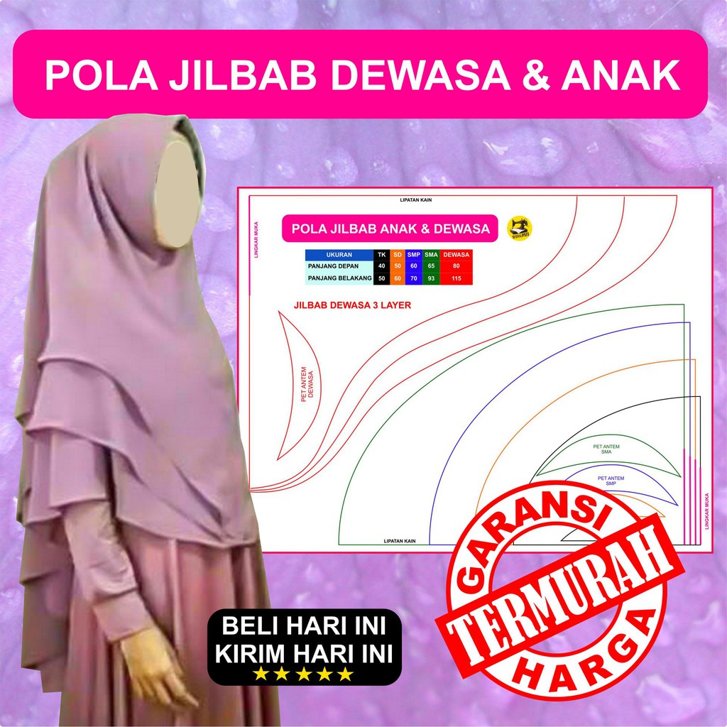 POLA JIPLAK JILBAB DEWASA, REMAJA DAN ANAK