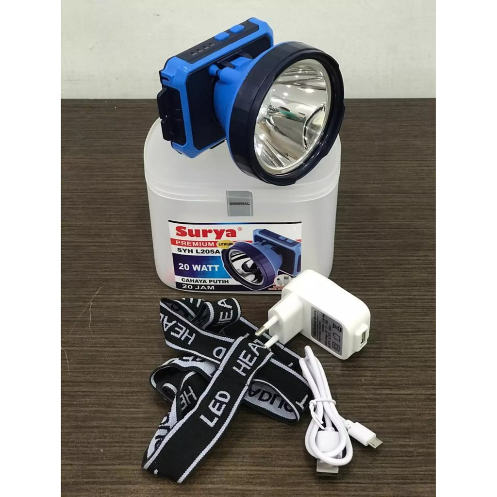 Senter Kepala Surya SYH L205a Cahaya Sinar Putih 20w Head Lamp Emergency Torch Flash White Light Led