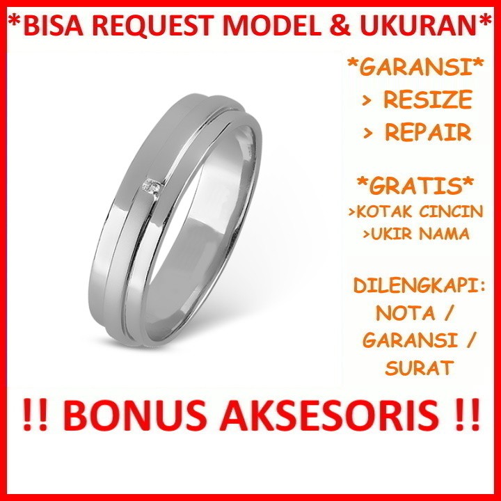 Gratis Tulis Ukir Nama Bisa Pesan Model Garansi Silver Asli Cincin Kawin Perak Nikah Tunangan Id433