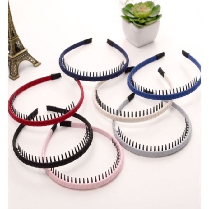 Bando Bandana Korea Sisir Sirkam Lapis Kain Warna