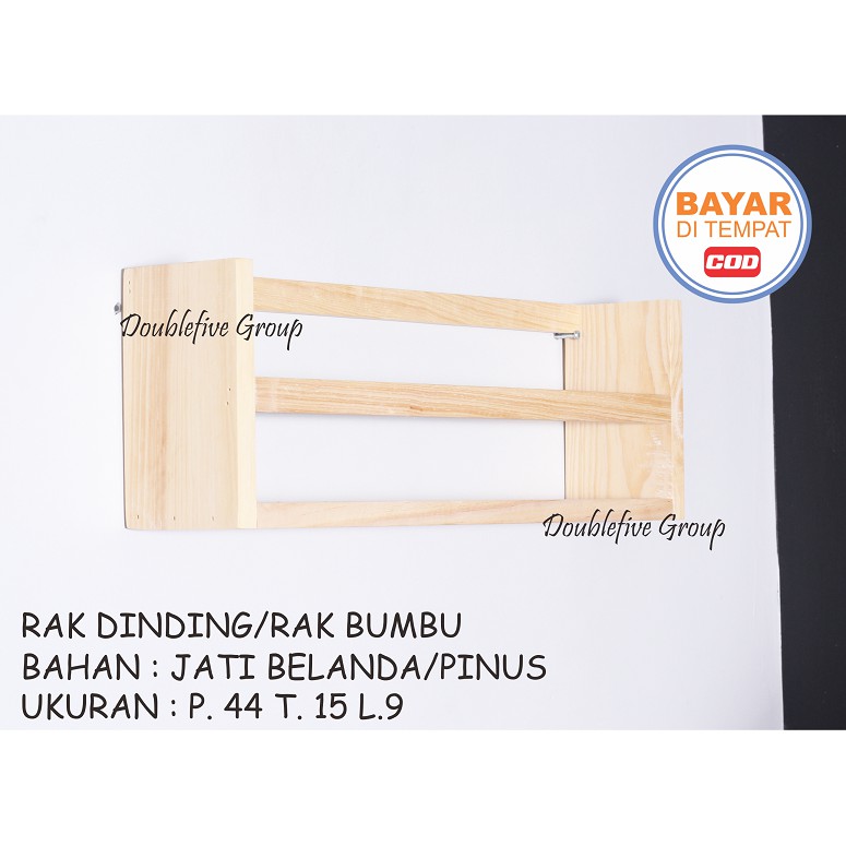 RAK DINDING KAYU BUMBU BEKVAM RAK BUMBU SERBA GUNA RAK DINDING KAYU BIRCH SOLID UK. 44 X 15 X 9