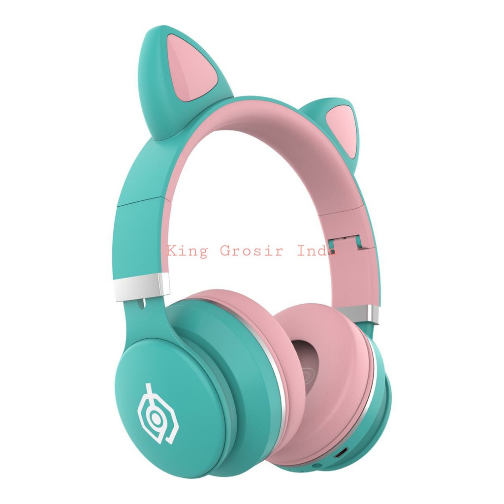 Headphone Bluetooth Bando Cat LED 031 LUMINOUS / Wireless Bando Kucing Macaron