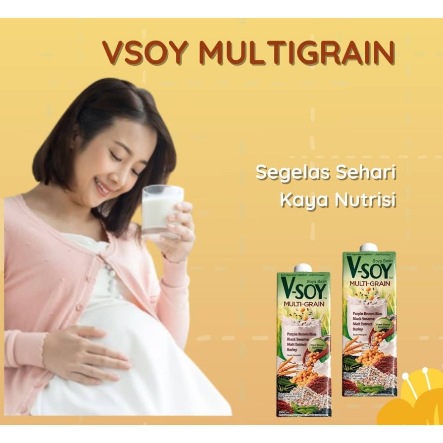 Vsoy Multigrain 1Liter - VSOY Soya Susu Kedelai Multigrain 1Liter UHT