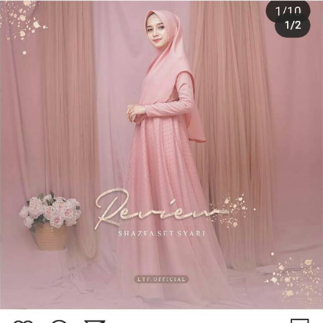 Gamis syar'i lyf official vintage peach size M