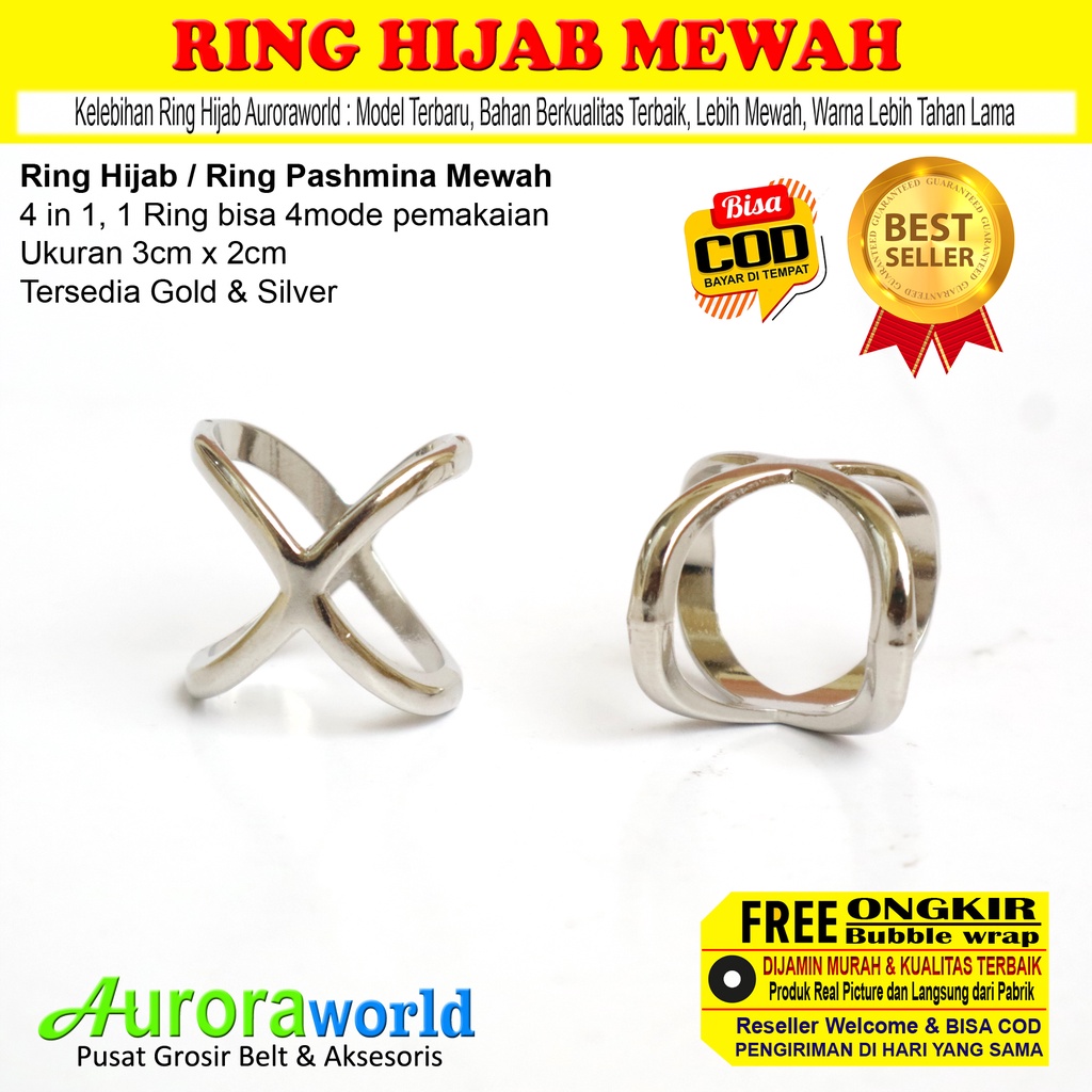 AURORAWORLD Ring Kerudung Ring Hijab Ring Syal Ring jilbab Ring Pashmina 4in1 Terbaru bisa COD