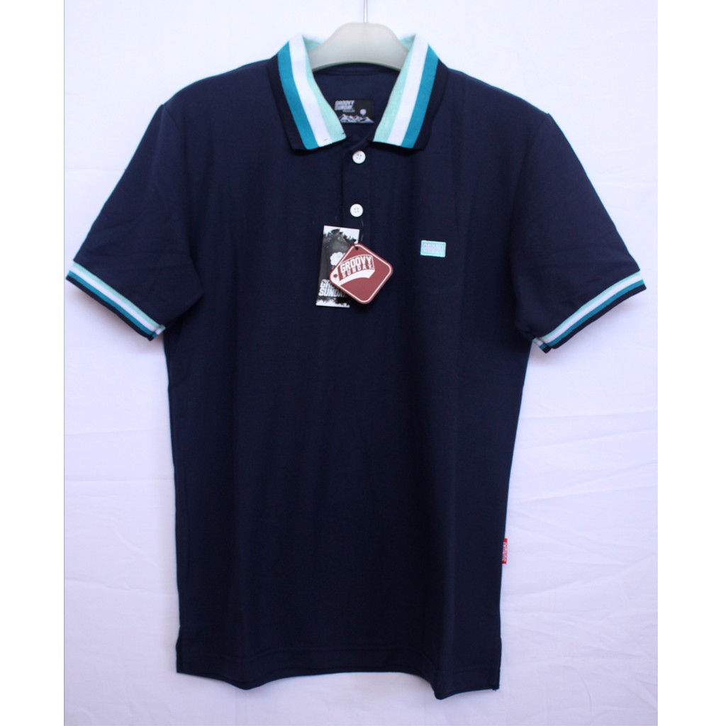 Kaos Polo T-Shirt Groovy Sunday - Black Tosca Collar