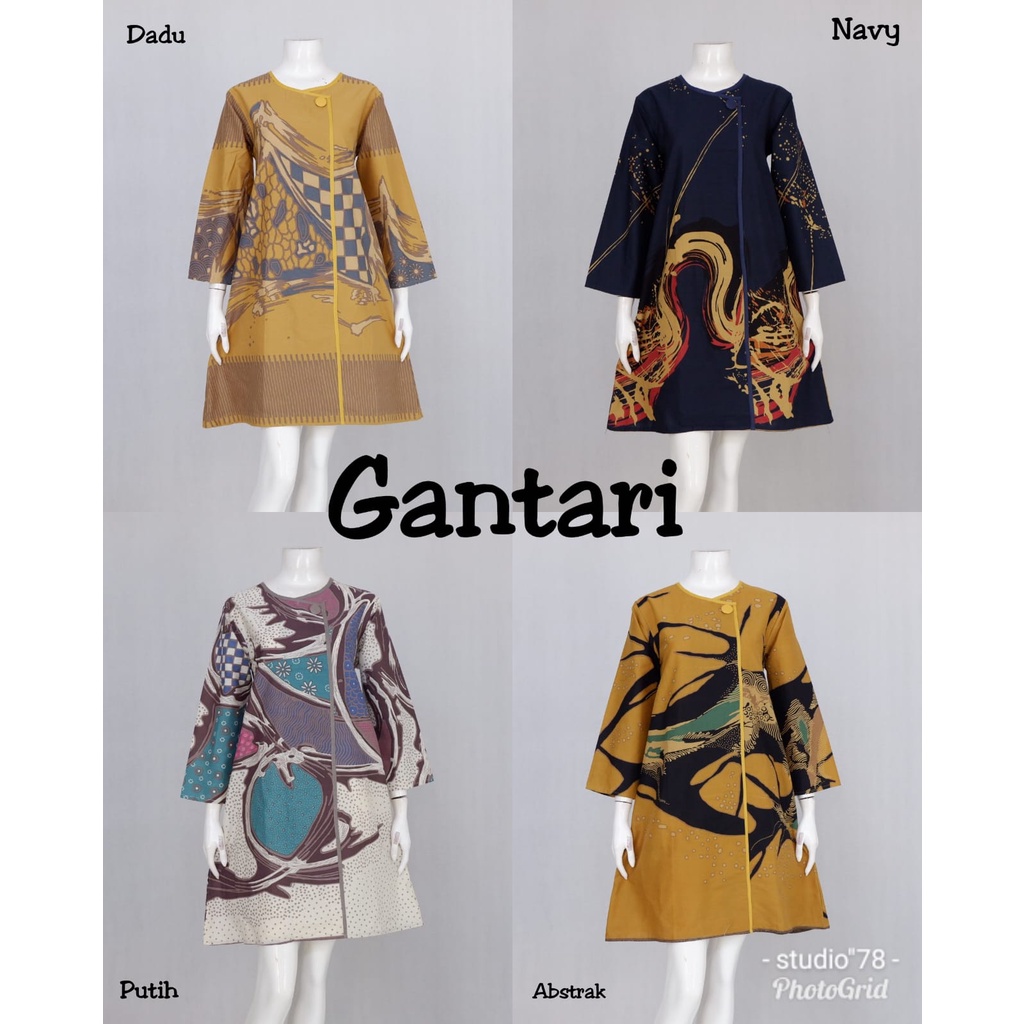 Tunik gantari batik.solo list depan rits belakang dress wanita tunik batik