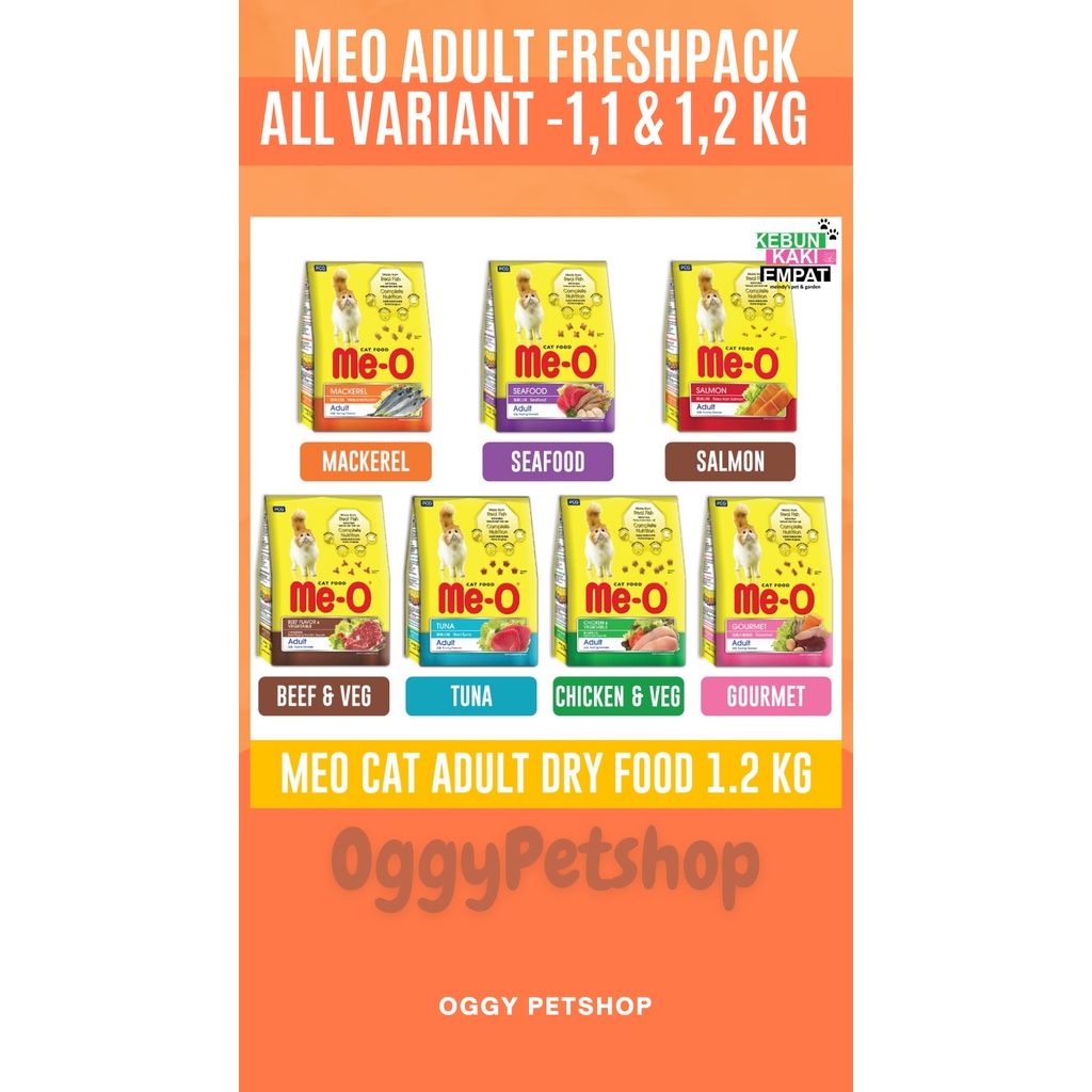 ME-O ADULT ALL VARIANT Makanan Kucing Semua Rasa MEO FRESHPACK 1.2 Kg &amp; 1.1 Kg