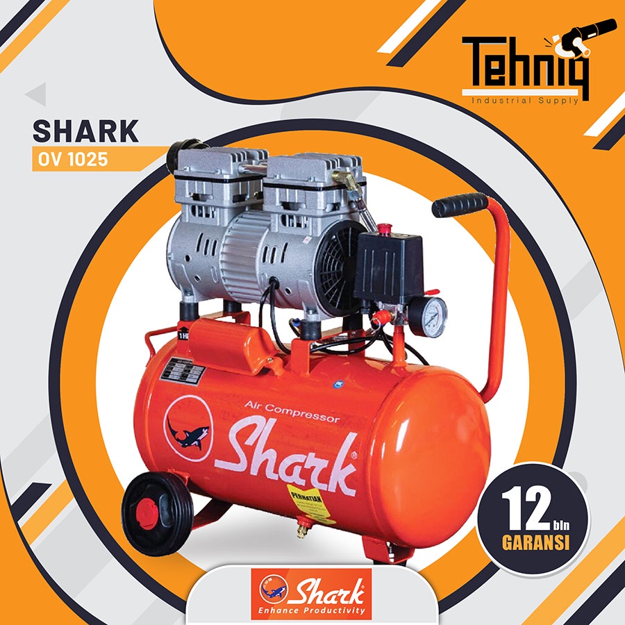 Shark Ov-1025 Mesin Kompresor Angin Listrik 1Hp Tanpa Oli