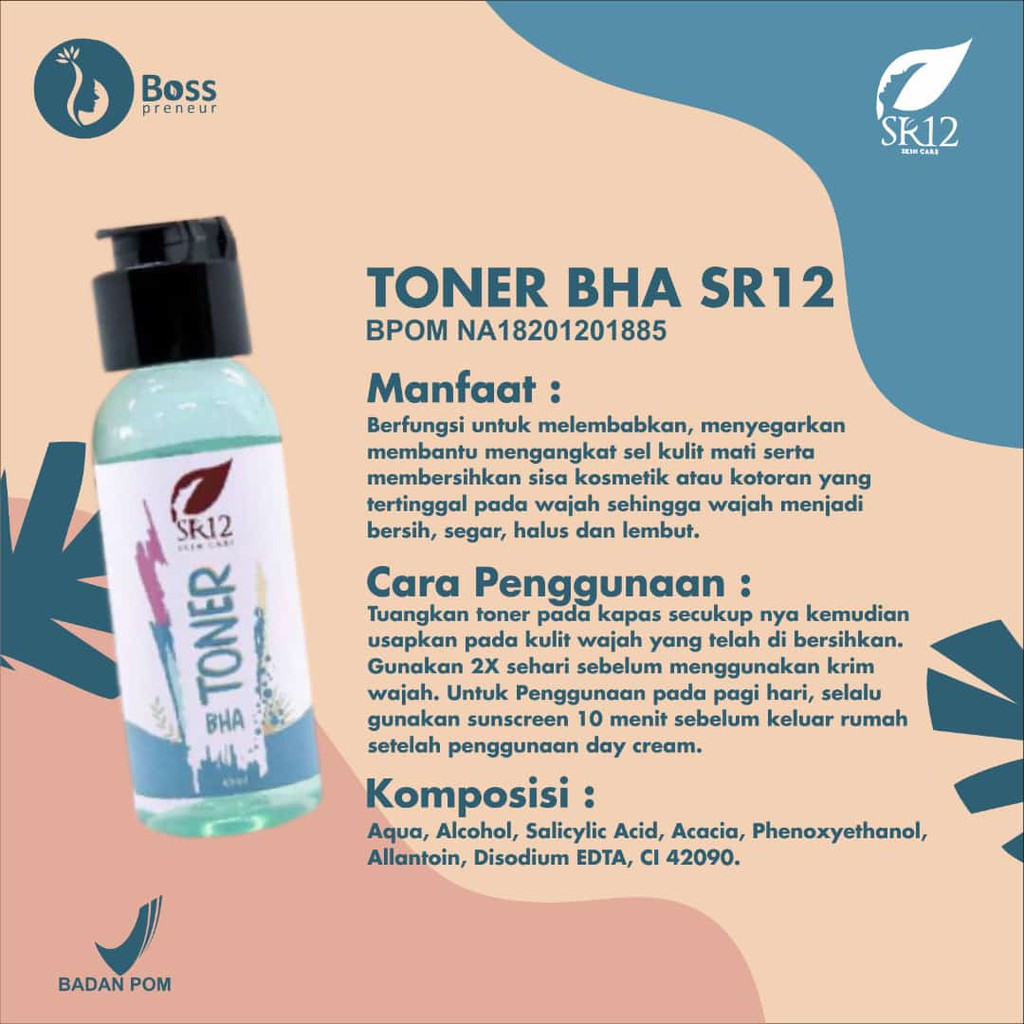 Toner Bha Sr12 Asli Menyegarkan Membersihkan Sisa Kosmetik Rekomendasi Wajah Beruntusan Jerawat Batu Shopee Indonesia