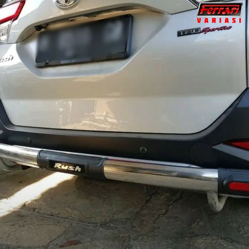 bumper belakang mobil toyota Rush Terios 2018 stainless ferrari variasi