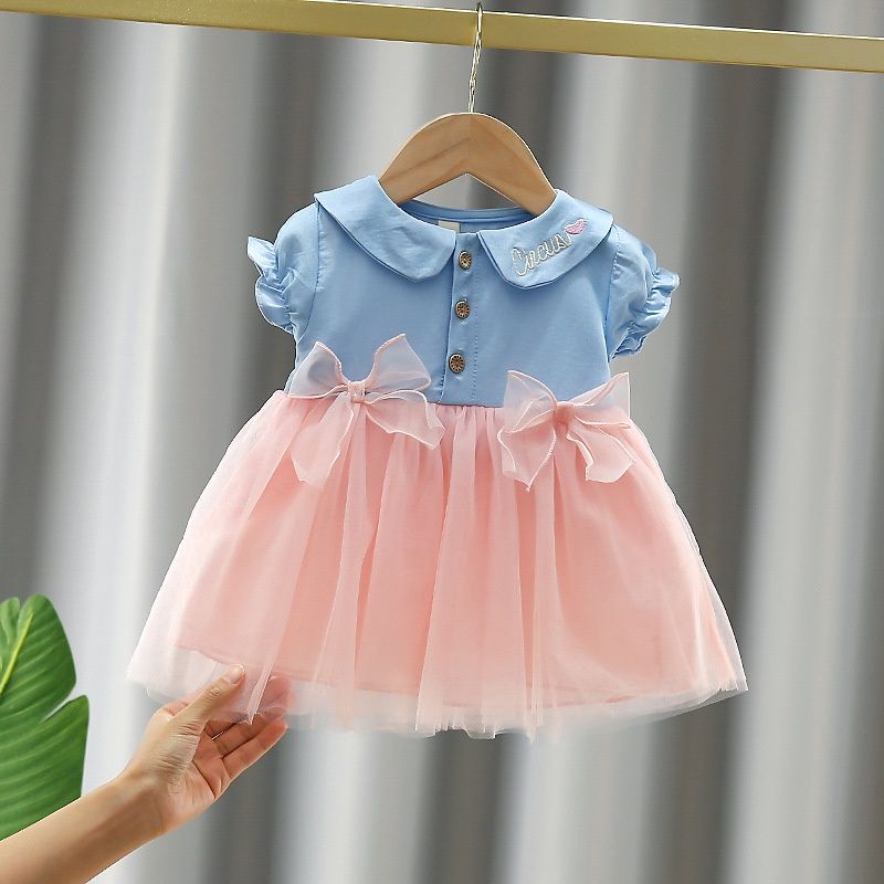 Dress Tutu Bayi Baju 0 6 Bulan Denim Baby Perempuan Import Fashion Anak Pakaian Dres Pink Putih