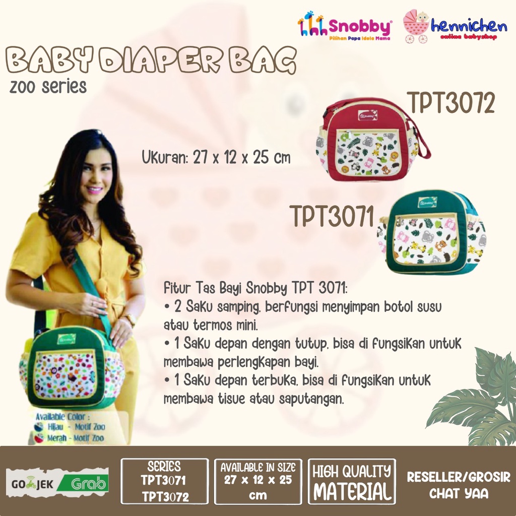 TERMURAH TAS SNOBBY BAYI TPT3071 TPT3072 ukuran kecil (Baby Diaper Bag) ZOO SERIES