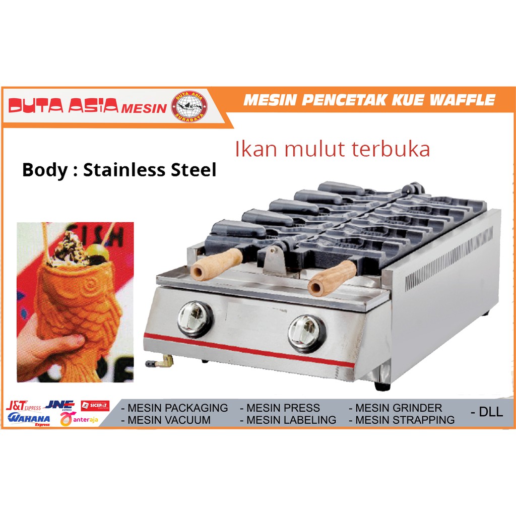 FISH WAFFLE BAKER. MESIN PEMANGGANG WAFFLE BENTUK IKAN (MULUT TERBUKA)