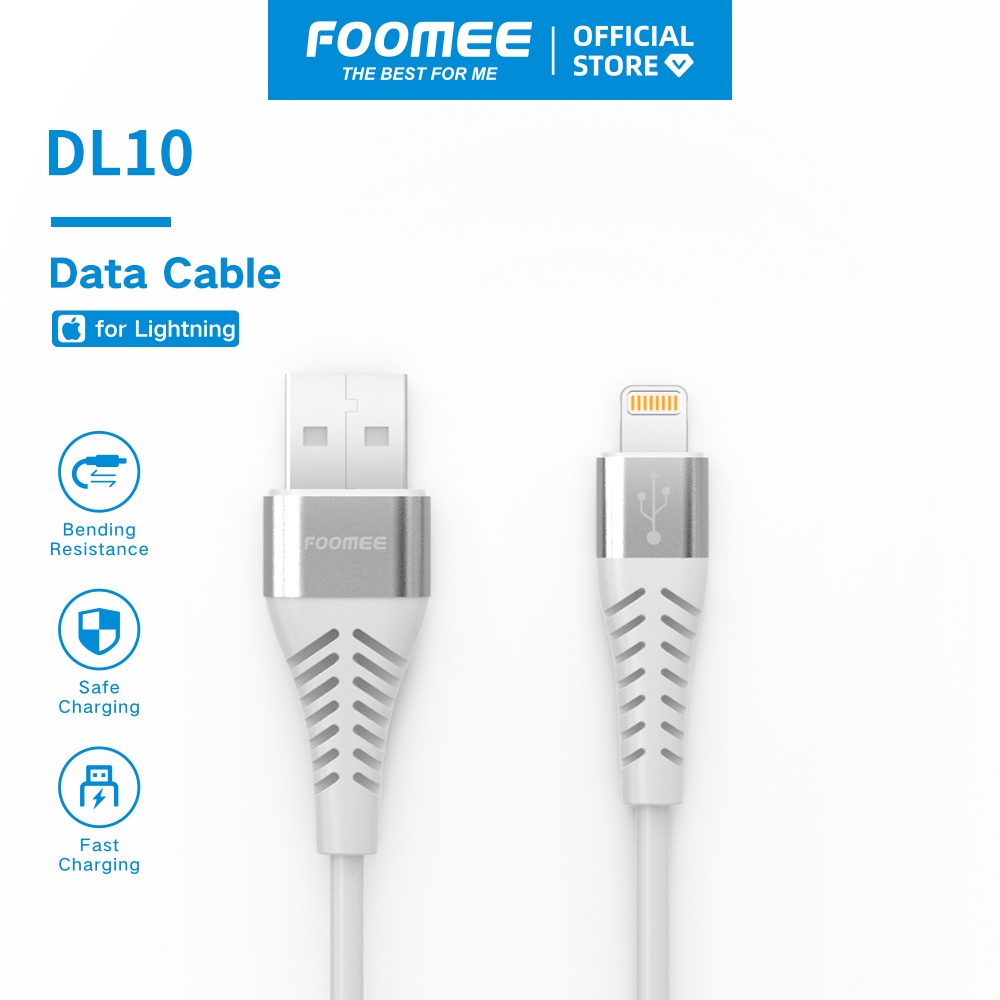 Kabel Lightning Data fast charging Cable 2.4A Max 1M FOOMEE DL10