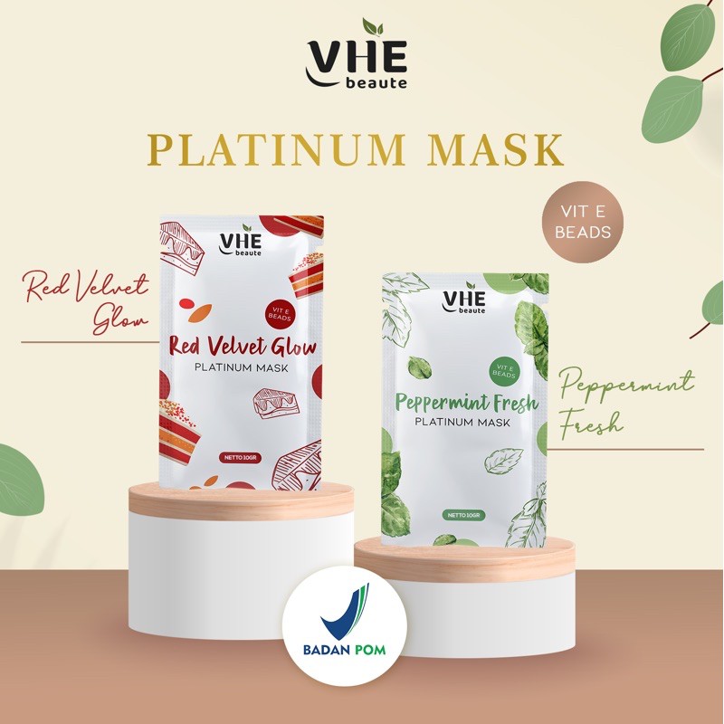 (BONUS SPATULA) Vhe Beaute Platinum Mask Masker Bpom