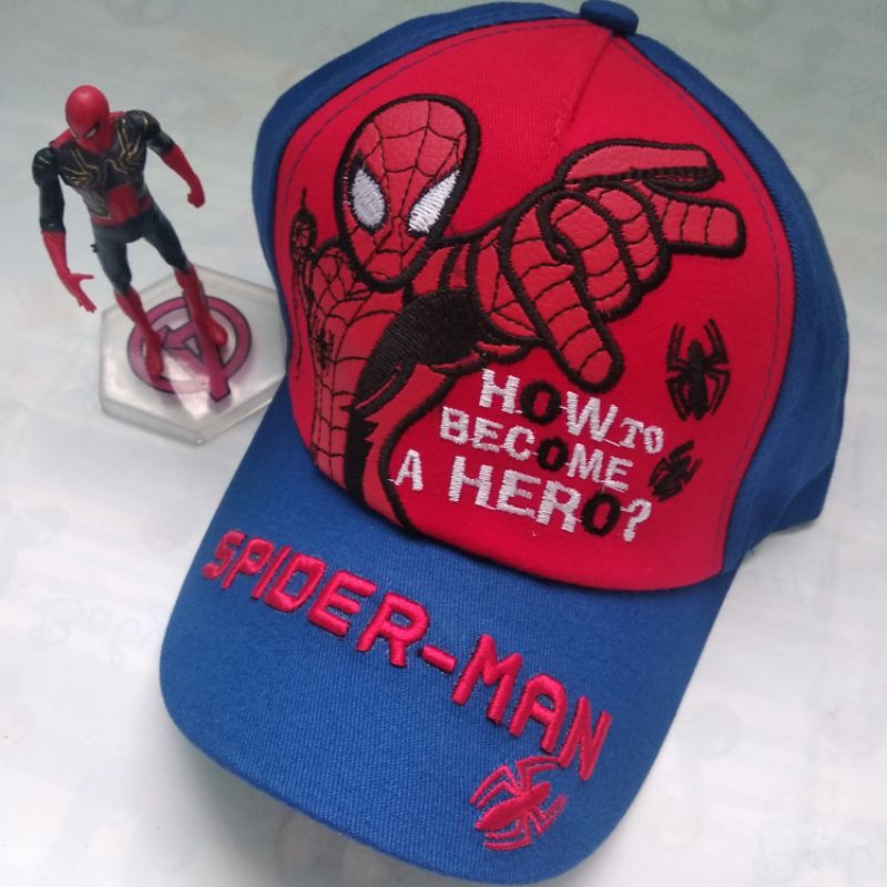 topi anak import spiderman murah