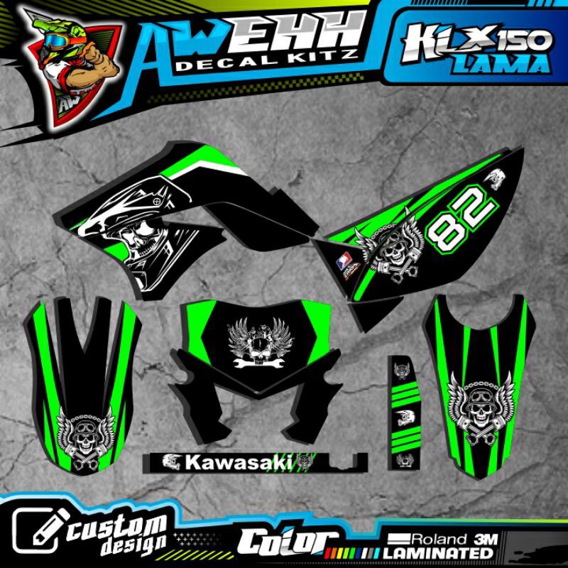 DECAL KLX LAMA KLX 150 S DTRACKER HIJAU HITAM
