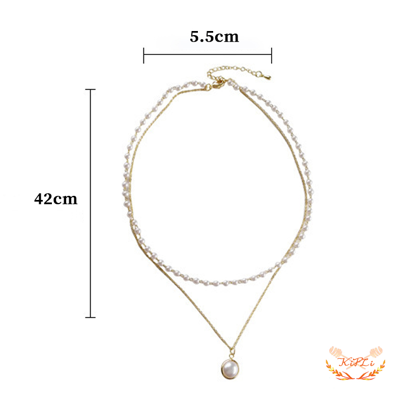 Fashion Retro,Mutiara,Logam,Gaya Korea Kunci,Multilayer Liontin,Wanita,Rantai Emas Kalung,Perhiasan Aksesoris