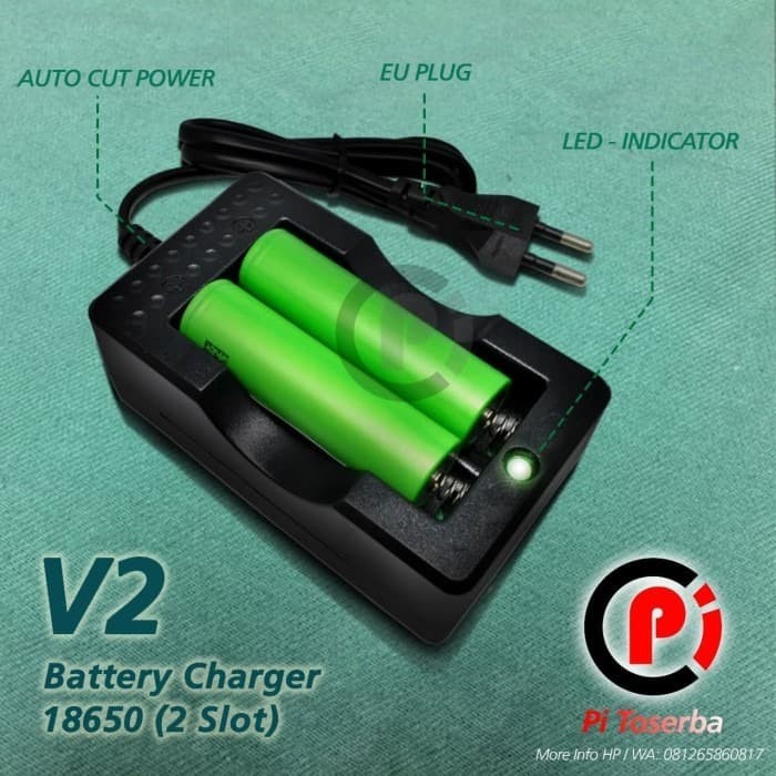 Charger 18650 Dual Slot Baterai Battery 2 Batre Li Ion