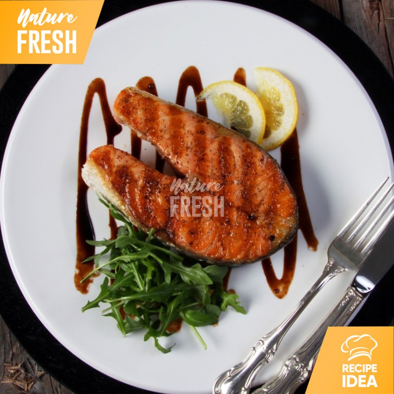 Ikan Salmon Steak Beku Frozen 200gr Kualitas Premium - Ikan Salmon Atlantik Norwegian Steak