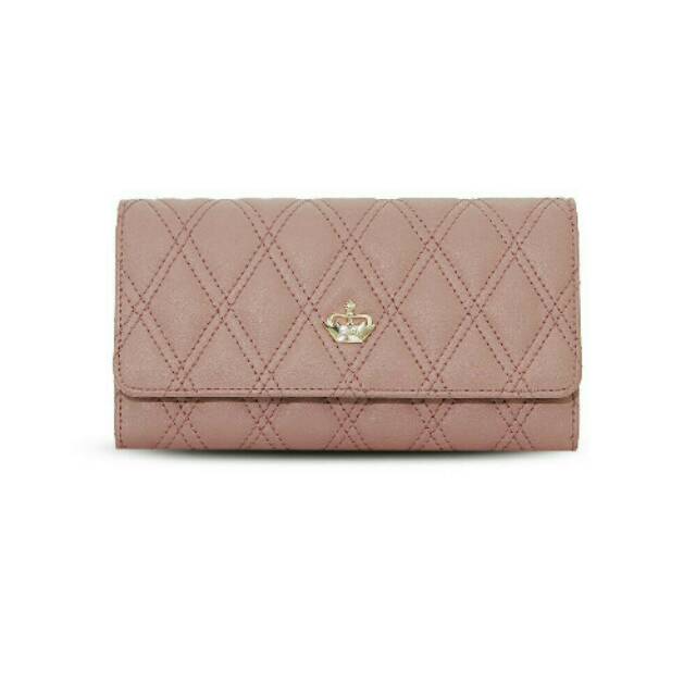 Dompet pesta wanita kulit pink Sophie Martin