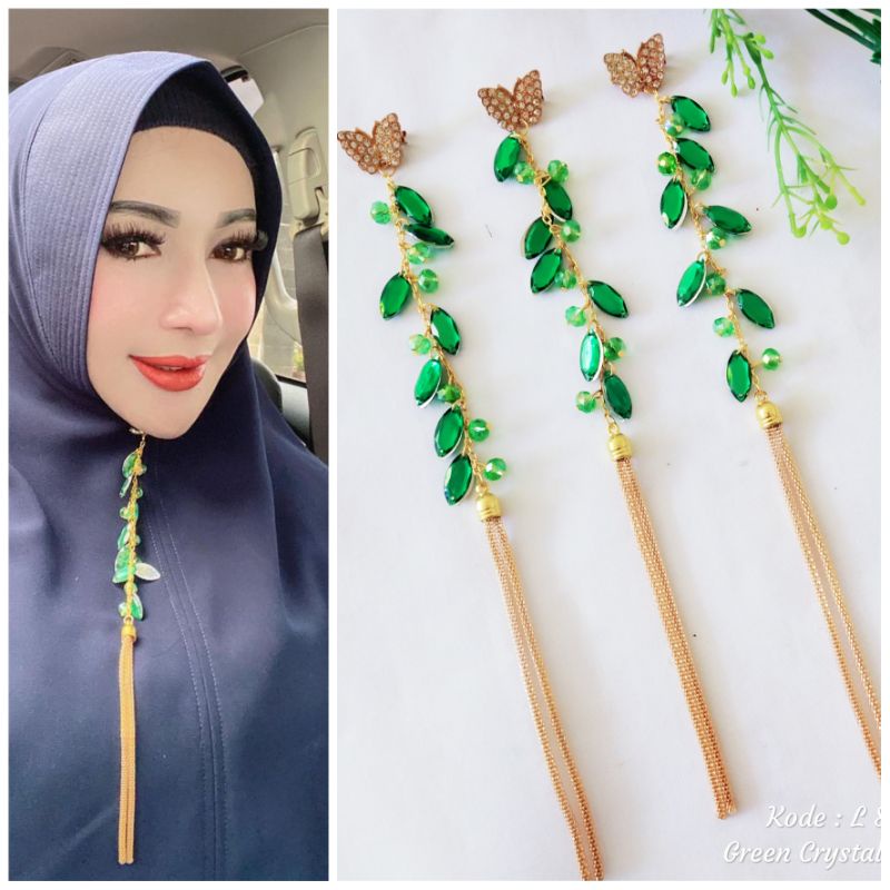 Bros dagu panjang bros dagu kristal bros dagu mewah