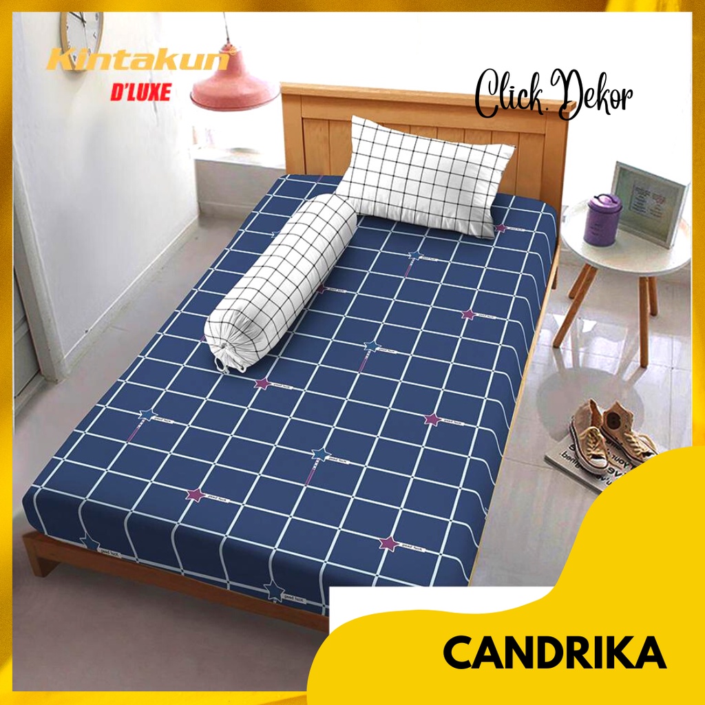 Sprei Kintakun Dluxe Single - Sprei Single ukuran 120x200 tinggi 20 cm Motif CANDRIKA Sprei Cantik M