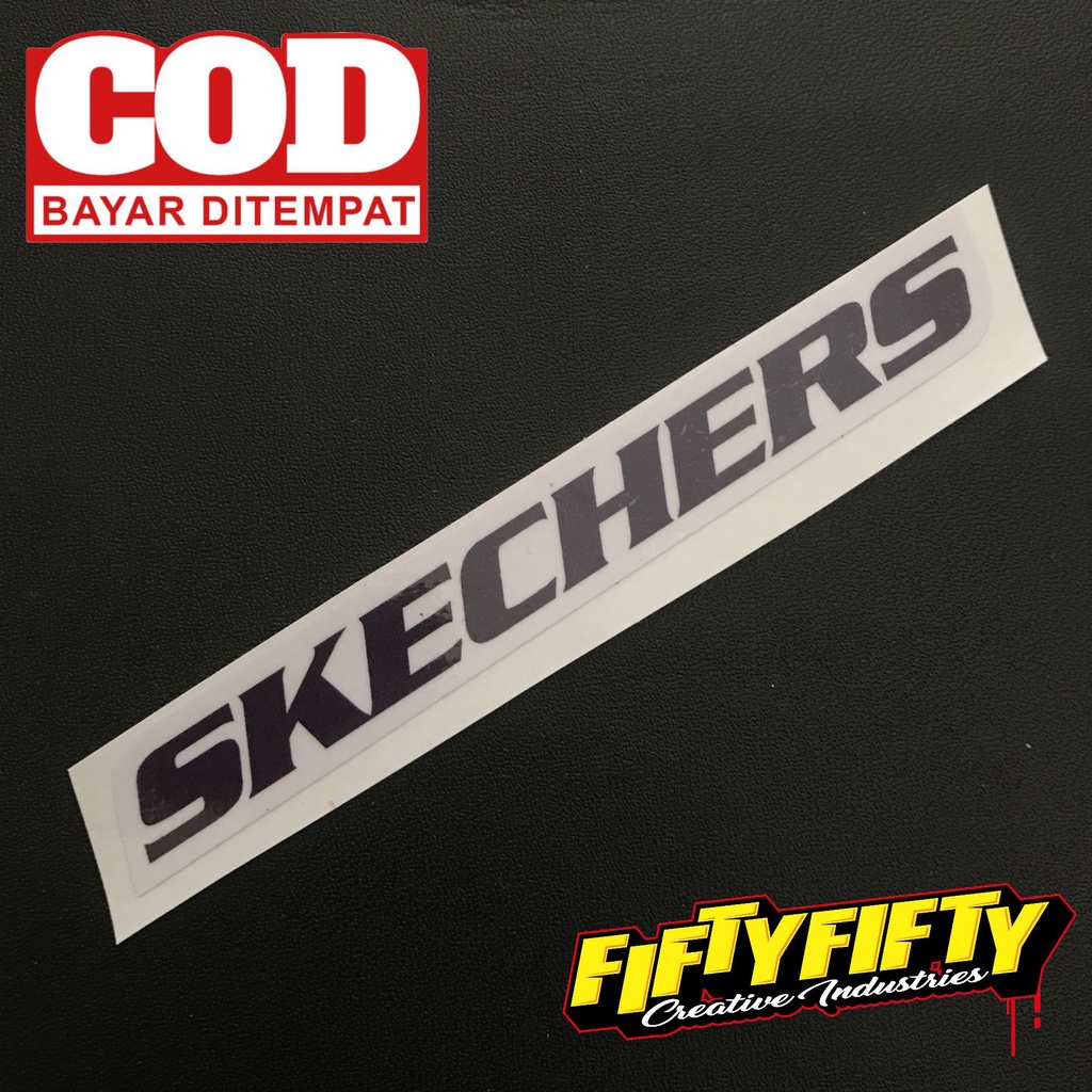 Stiker Print Cut SKECHERS Stiker Printing Laminasi Glossy Stiker Motor Mobil Helm Sudah Membentuk Pola Desain